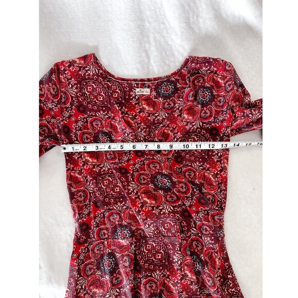 Hollister V Neck Faux Wrap Bohemian Style Floral Skater Sundress - Picture 4 of 8